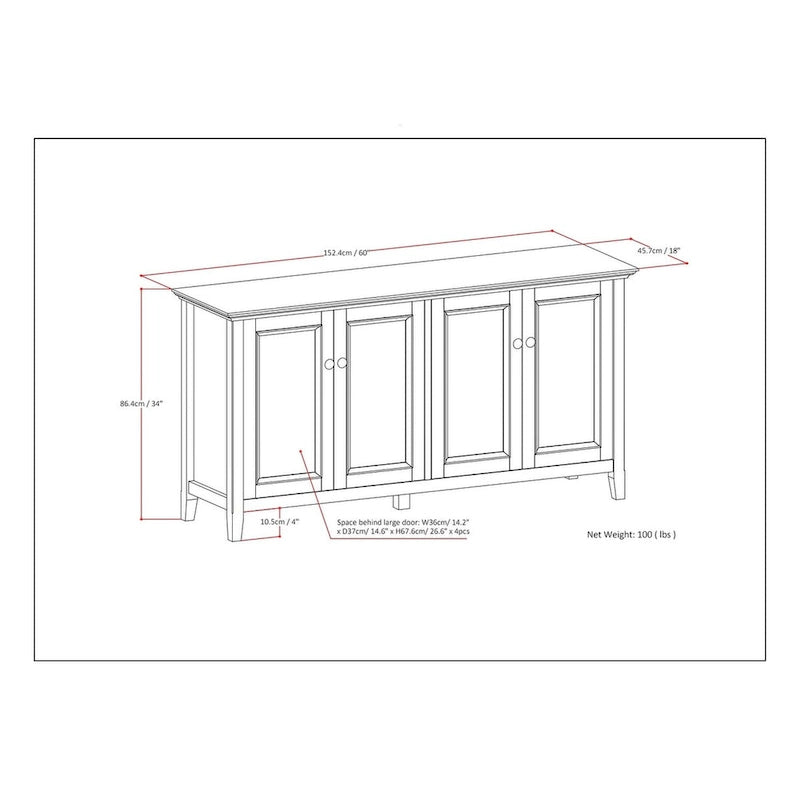 Credenza contenitore transitoria Hickory Brown a 4 ante – Utente singolo