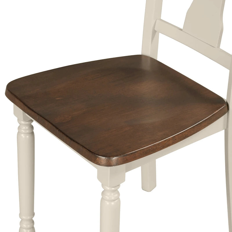 Set da pranzo per 6 persone stile rustico bianco – Tavolo, 4 sedie e panca