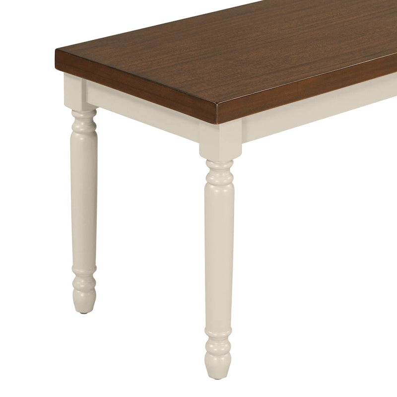 Set da pranzo per 6 persone stile rustico bianco – Tavolo, 4 sedie e panca