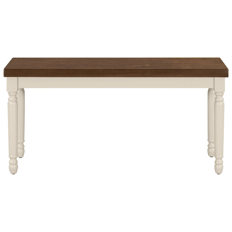 Set da pranzo per 6 persone stile rustico bianco – Tavolo, 4 sedie e panca