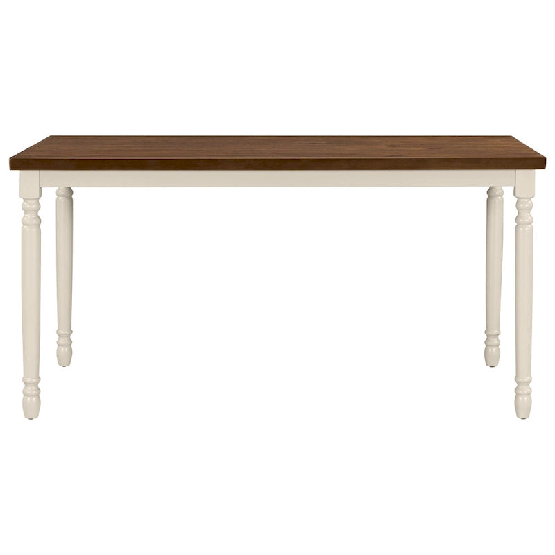 Set da pranzo per 6 persone stile rustico bianco – Tavolo, 4 sedie e panca