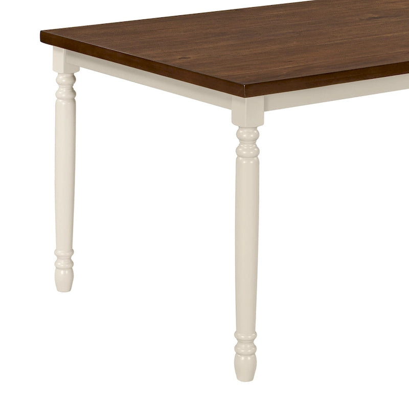 Set da pranzo per 6 persone stile rustico bianco – Tavolo, 4 sedie e panca