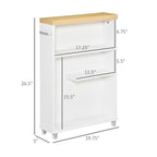 Carrello Sottile per Bagno Bianco, 3 Ripiani, 1 Unità