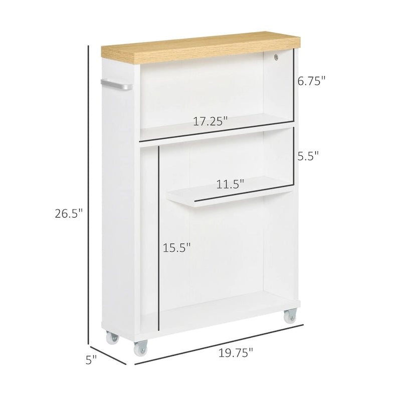 Carrello Sottile per Bagno Bianco, 3 Ripiani, 1 Unità