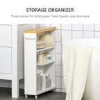 Carrello Sottile per Bagno Bianco, 3 Ripiani, 1 Unità