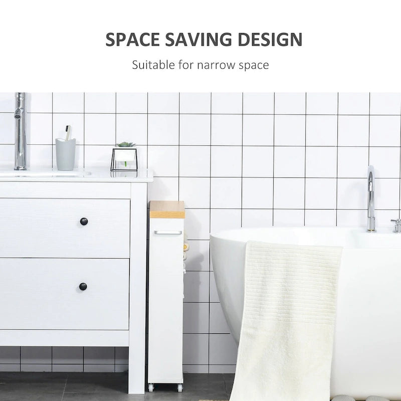 Carrello Sottile per Bagno Bianco, 3 Ripiani, 1 Unità