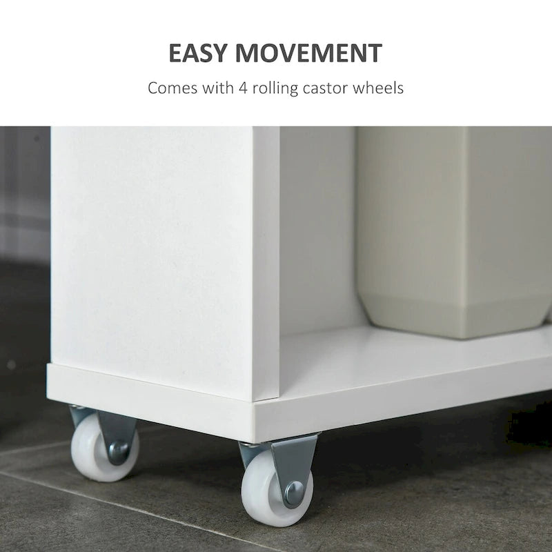 Carrello Sottile per Bagno Bianco, 3 Ripiani, 1 Unità