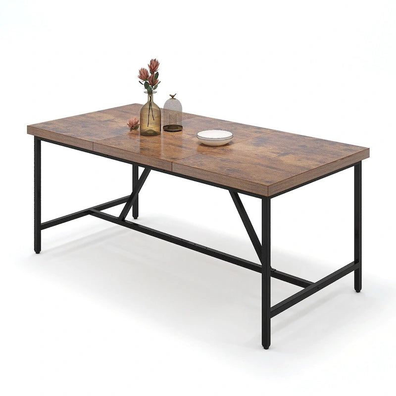 Tavolo da pranzo rustico industriale grigio/marrone, 6-8 posti
