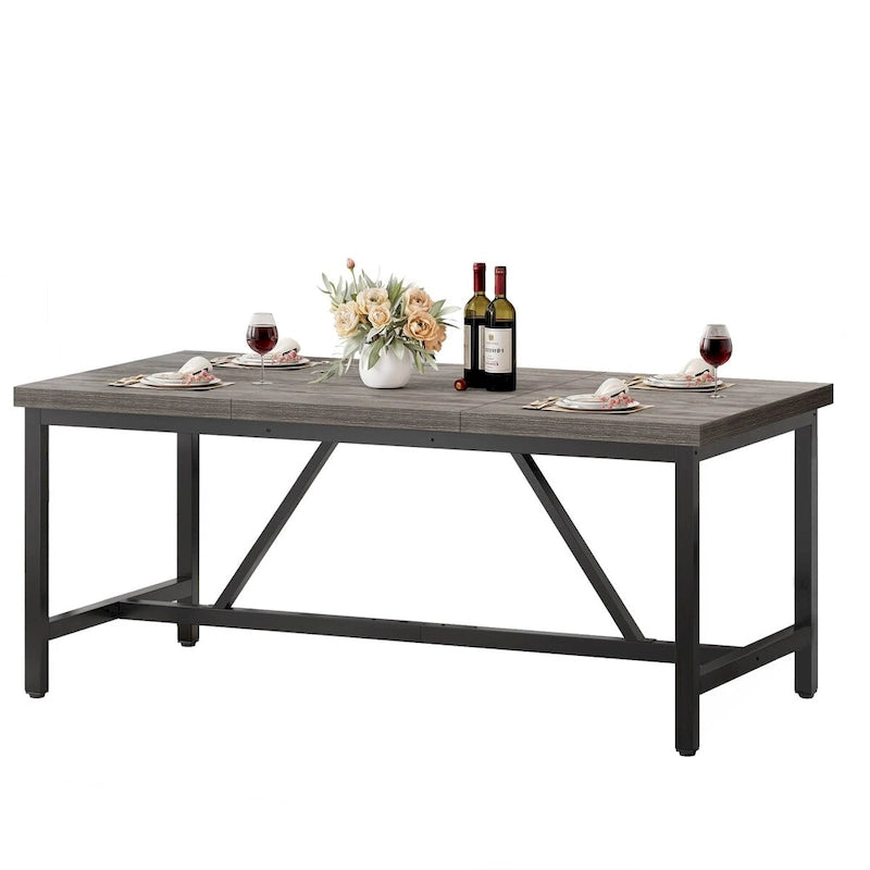 Tavolo da pranzo rustico industriale grigio/marrone, 6-8 posti