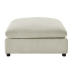 Pouf quadrato imbottito – Beige e antracite, velluto a coste e tessuto