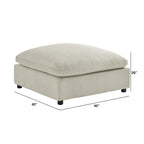 Pouf quadrato imbottito – Beige e antracite, velluto a coste e tessuto
