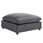 Pouf quadrato imbottito – Beige e antracite, velluto a coste e tessuto