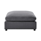 Pouf quadrato imbottito – Beige e antracite, velluto a coste e tessuto