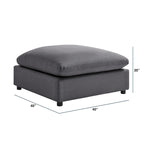 Pouf quadrato imbottito – Beige e antracite, velluto a coste e tessuto