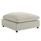 Pouf quadrato imbottito – Beige e antracite, velluto a coste e tessuto