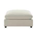 Pouf quadrato imbottito – Beige e antracite, velluto a coste e tessuto