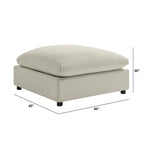 Pouf quadrato imbottito – Beige e antracite, velluto a coste e tessuto