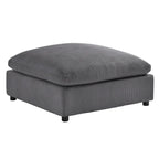Pouf quadrato imbottito – Beige e antracite, velluto a coste e tessuto