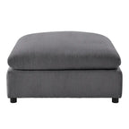 Pouf quadrato imbottito – Beige e antracite, velluto a coste e tessuto