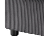 Pouf quadrato imbottito – Beige e antracite, velluto a coste e tessuto