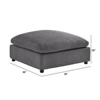 Pouf quadrato imbottito – Beige e antracite, velluto a coste e tessuto