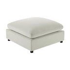 Pouf quadrato imbottito – Beige e antracite, velluto a coste e tessuto