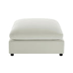 Pouf quadrato imbottito – Beige e antracite, velluto a coste e tessuto