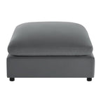 Pouf quadrato imbottito – Beige e antracite, velluto a coste e tessuto