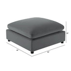 Pouf quadrato imbottito – Beige e antracite, velluto a coste e tessuto