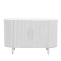 Credenza a frontale curvo bianca/grigia/blu con ripiani regolabili, montaggio a 1 persona