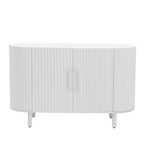 Credenza a frontale curvo bianca/grigia/blu con ripiani regolabili, montaggio a 1 persona