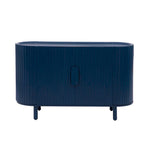 Credenza a frontale curvo bianca/grigia/blu con ripiani regolabili, montaggio a 1 persona