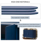 Credenza a frontale curvo bianca/grigia/blu con ripiani regolabili, montaggio a 1 persona