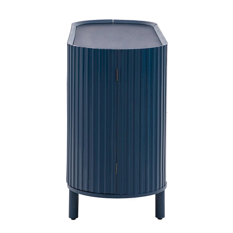Credenza a frontale curvo bianca/grigia/blu con ripiani regolabili, montaggio a 1 persona