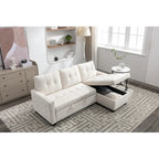 77  Reversible Sectional Storage Sleeper Sofa Bed,L-Shape 2 Seat Sectional Chaise With Storage for Living Room