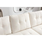 Divano letto componibile a 2 posti a L in velluto beige con chaise longue contenitore