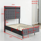 Letto Galleggiante Queen Size con Luci a LED, Testiera e Pediera Imbottite