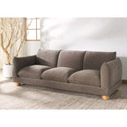 Divano in ciniglia, Beige / Marrone scuro, 3 posti — 89" L × 36" P × 32" A