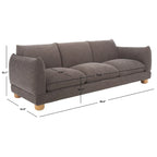 Divano in ciniglia, Beige / Marrone scuro, 3 posti — 89" L × 36" P × 32" A