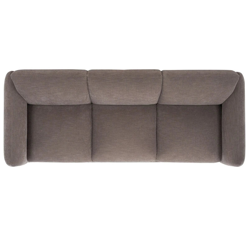 Divano in ciniglia, Beige / Marrone scuro, 3 posti — 89" L × 36" P × 32" A