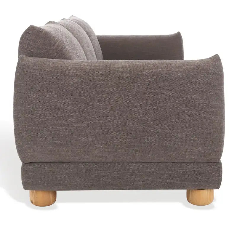 Divano in ciniglia, Beige / Marrone scuro, 3 posti — 89" L × 36" P × 32" A