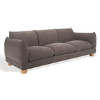Divano in ciniglia, Beige / Marrone scuro, 3 posti — 89" L × 36" P × 32" A