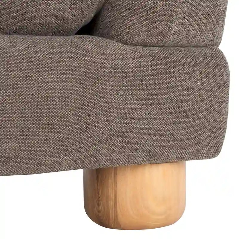 Divano in ciniglia, Beige / Marrone scuro, 3 posti — 89" L × 36" P × 32" A