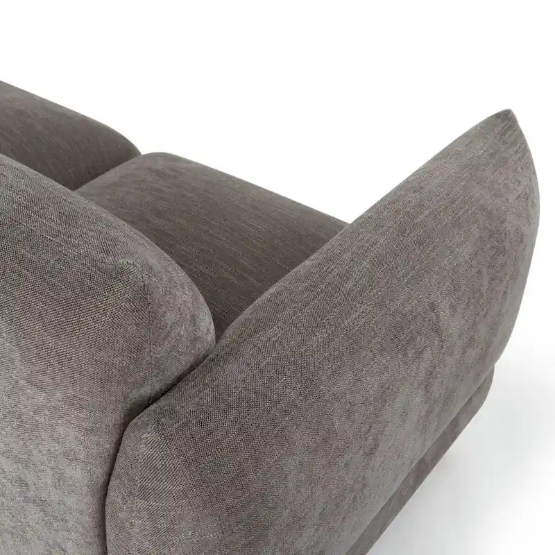 Divano in ciniglia, Beige / Marrone scuro, 3 posti — 89" L × 36" P × 32" A