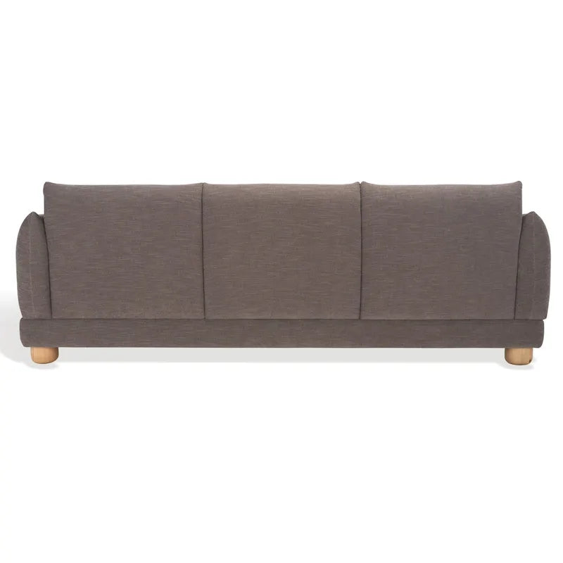 Divano in ciniglia, Beige / Marrone scuro, 3 posti — 89" L × 36" P × 32" A