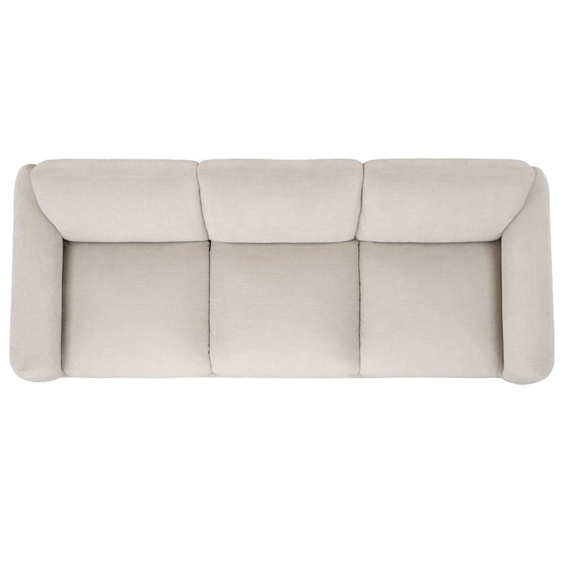 Divano in ciniglia, Beige / Marrone scuro, 3 posti — 89" L × 36" P × 32" A