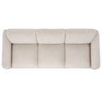 Divano in ciniglia, Beige / Marrone scuro, 3 posti — 89" L × 36" P × 32" A