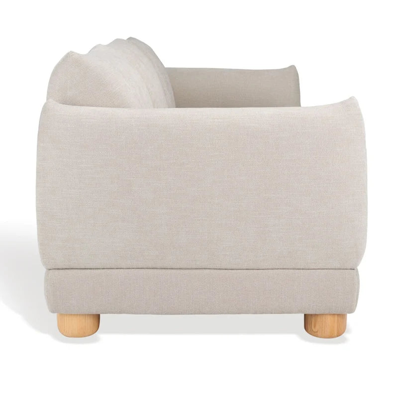 Divano in ciniglia, Beige / Marrone scuro, 3 posti — 89" L × 36" P × 32" A