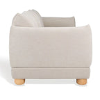 Divano in ciniglia, Beige / Marrone scuro, 3 posti — 89" L × 36" P × 32" A
