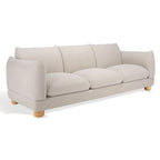 Divano in ciniglia, Beige / Marrone scuro, 3 posti — 89" L × 36" P × 32" A
